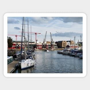 Boats at Bristol Harbour, England Sticker